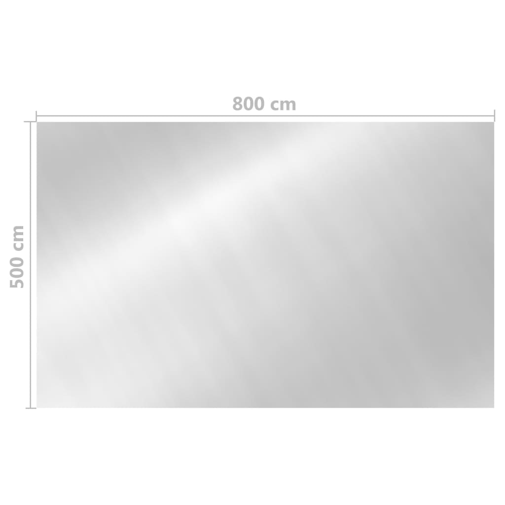 Obdélníkový kryt na bazén 800 x 500 cm PE stříbrný
