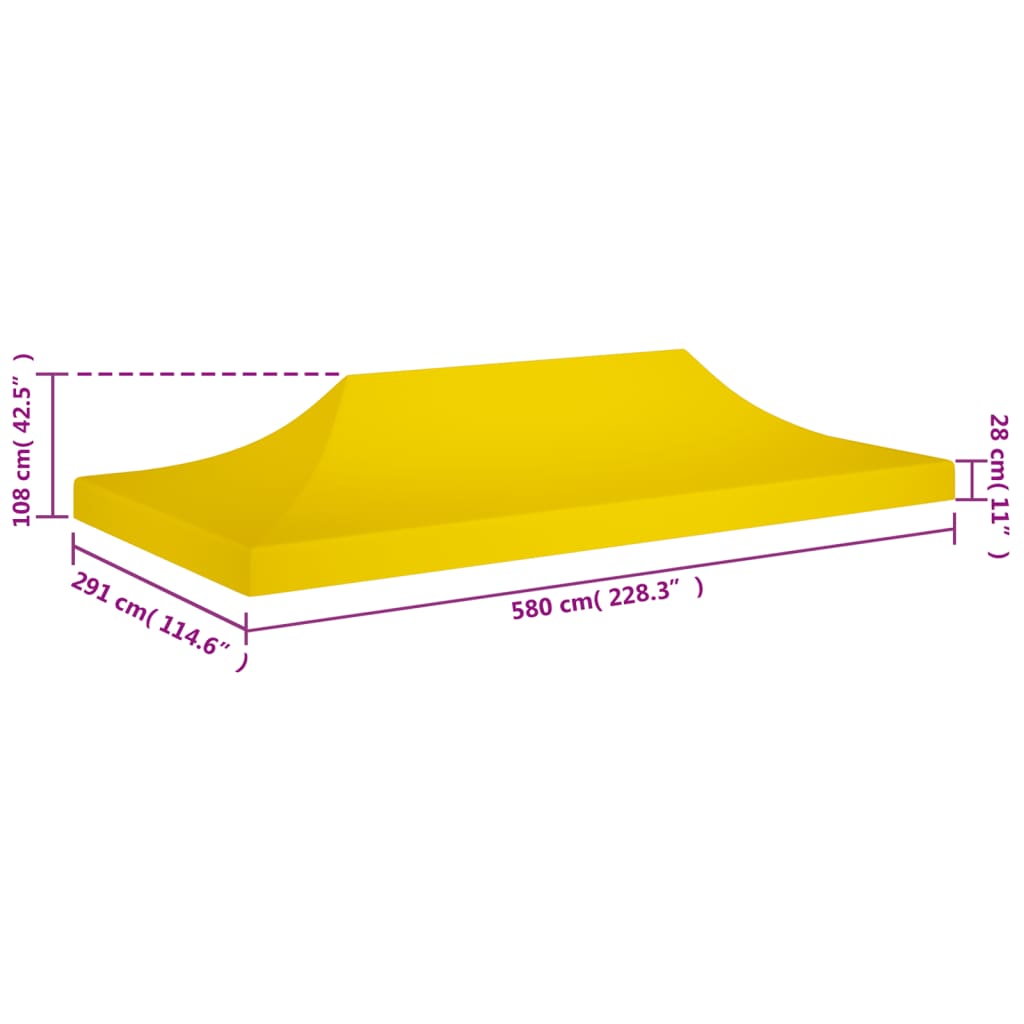 Střecha k party stanu 6 x 3 m žlutá 270 g/m²