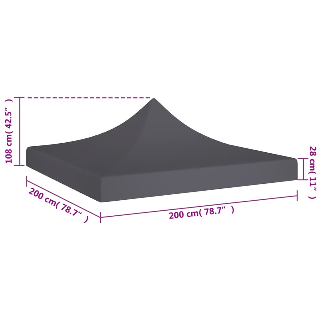 Střecha k party stanu 2 x 2 m antracitová 270 g/m²