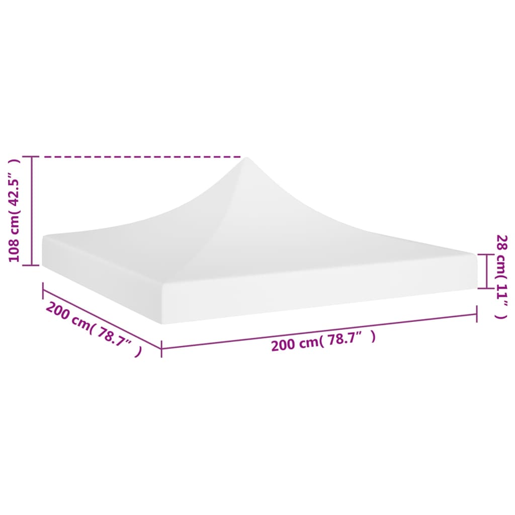 Střecha k party stanu 2 x 2 m bílá 270 g/m²
