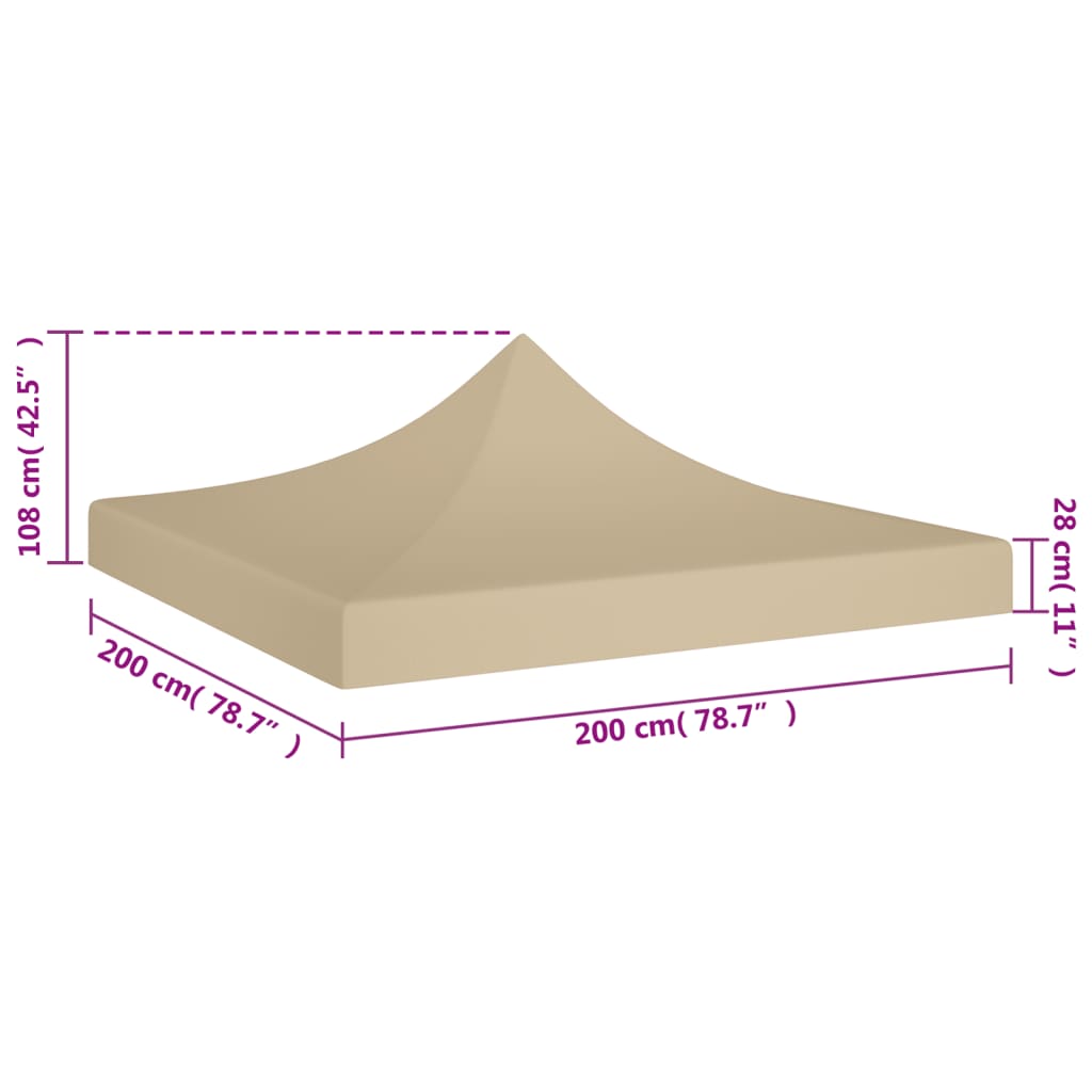 Střecha k party stanu 2 x 2 m béžová 270 g/m²