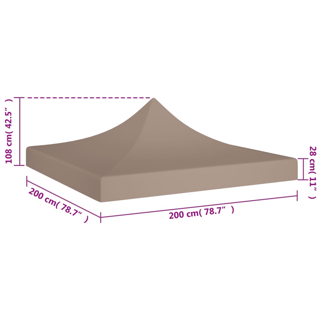 Střecha k party stanu 2 x 2 m taupe 270 g/m²