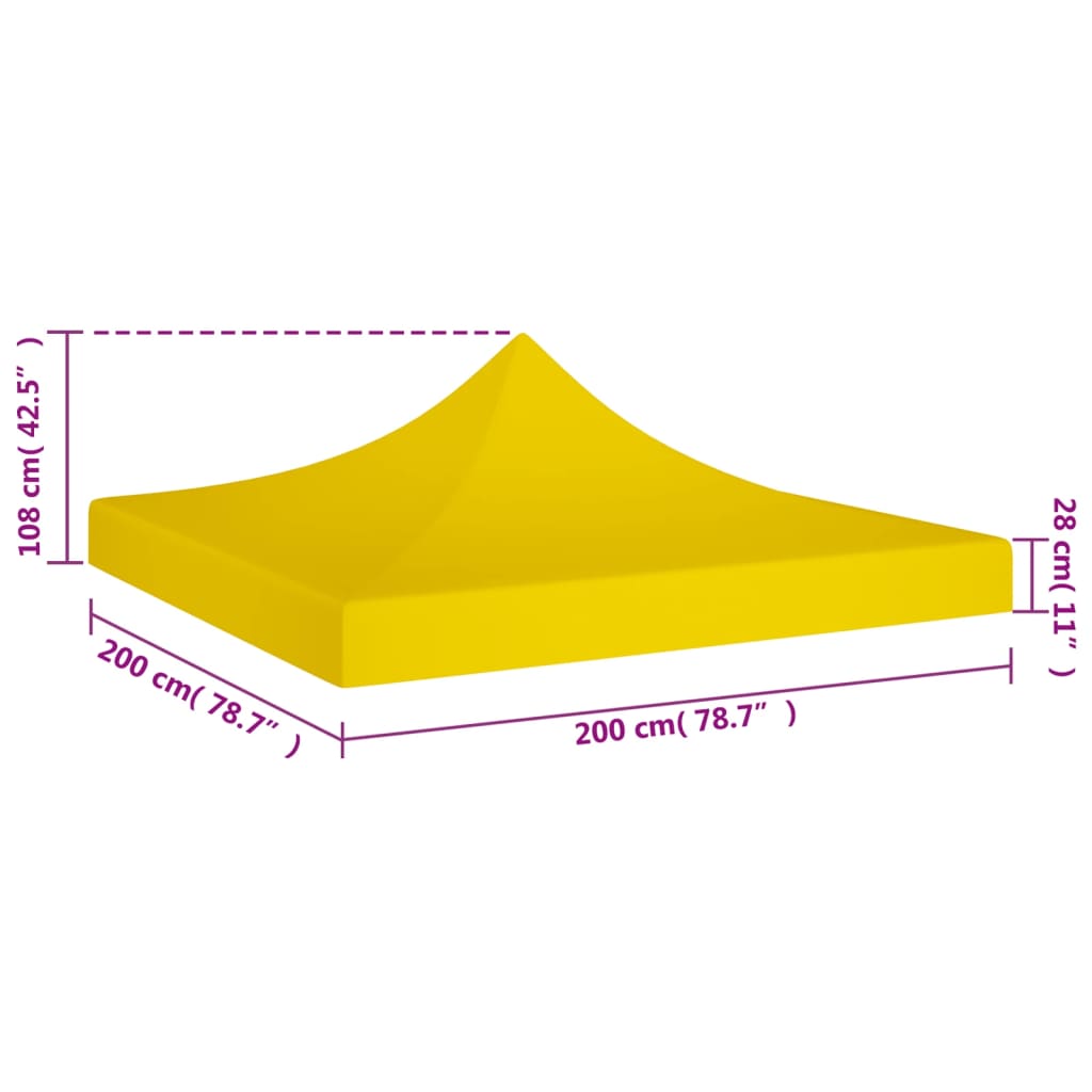 Střecha k party stanu 2 x 2 m žlutá 270 g/m²
