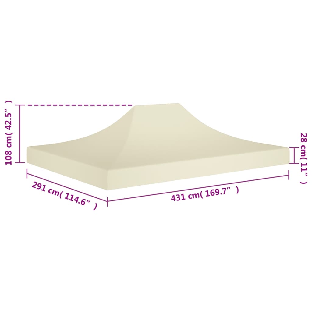 Střecha k party stanu 4,5 x 3 m krémová 270 g/m²