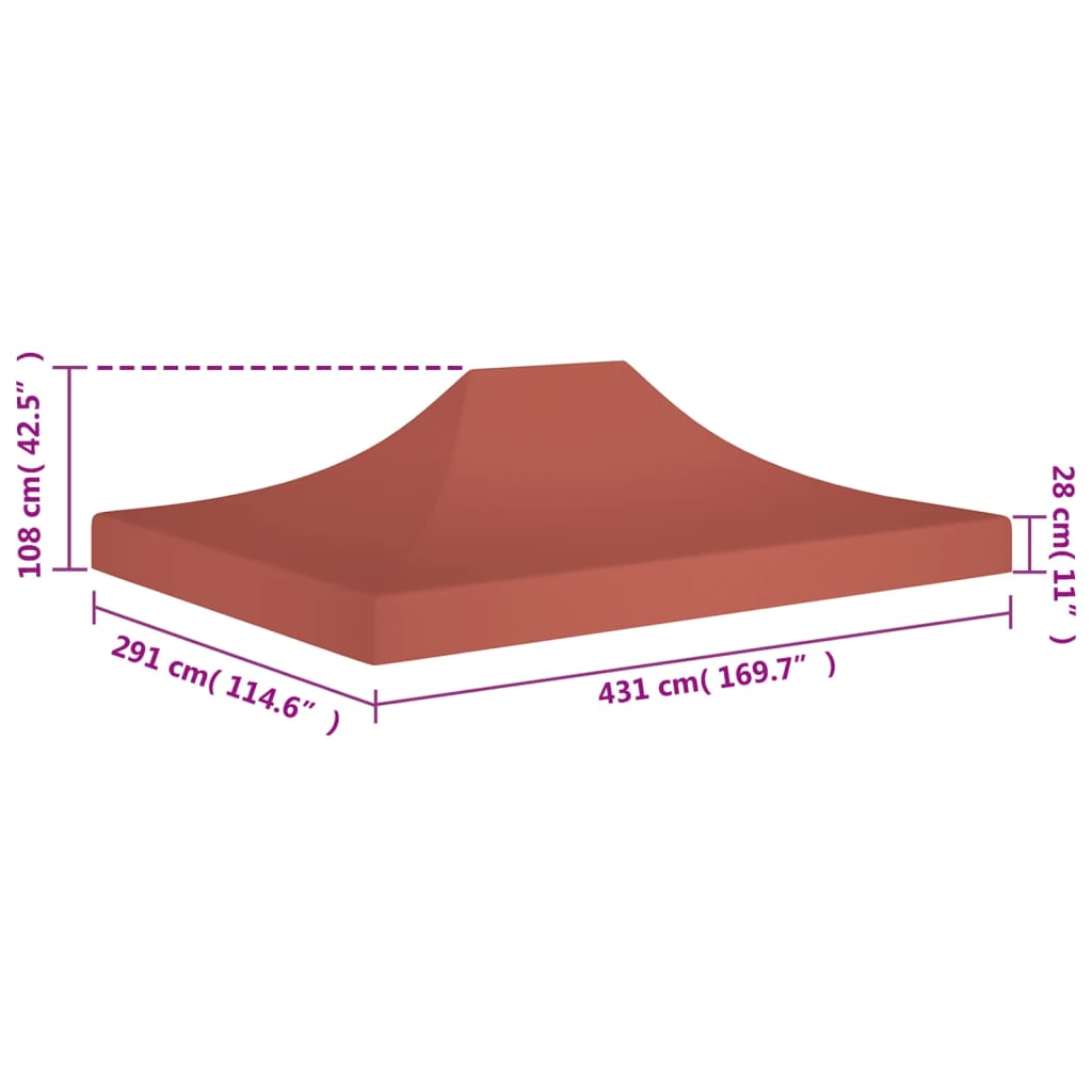 Střecha k party stanu 4,5 x 3 m cihlová 270 g/m²
