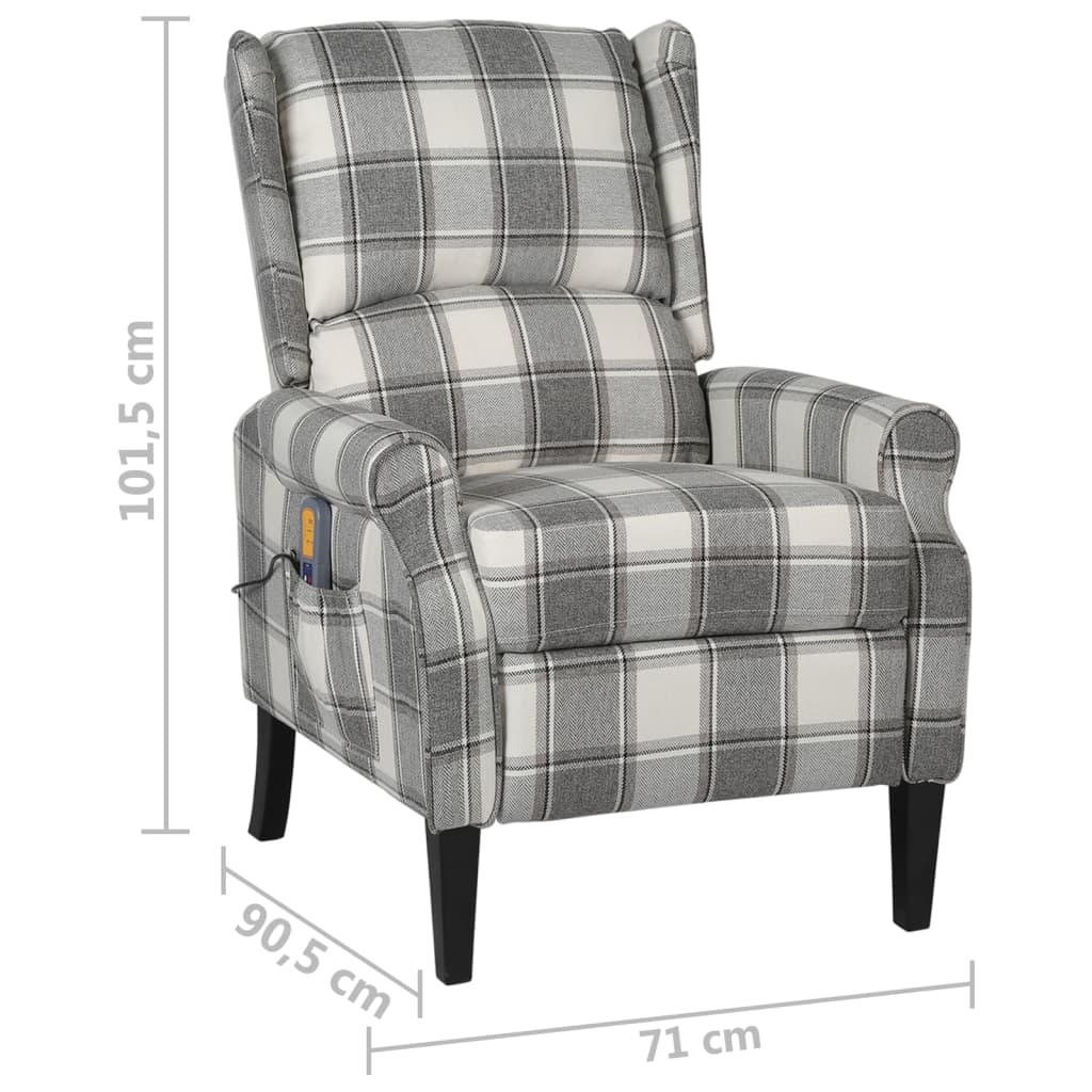 Masážní polohovací křeslo bílo-šedé textil