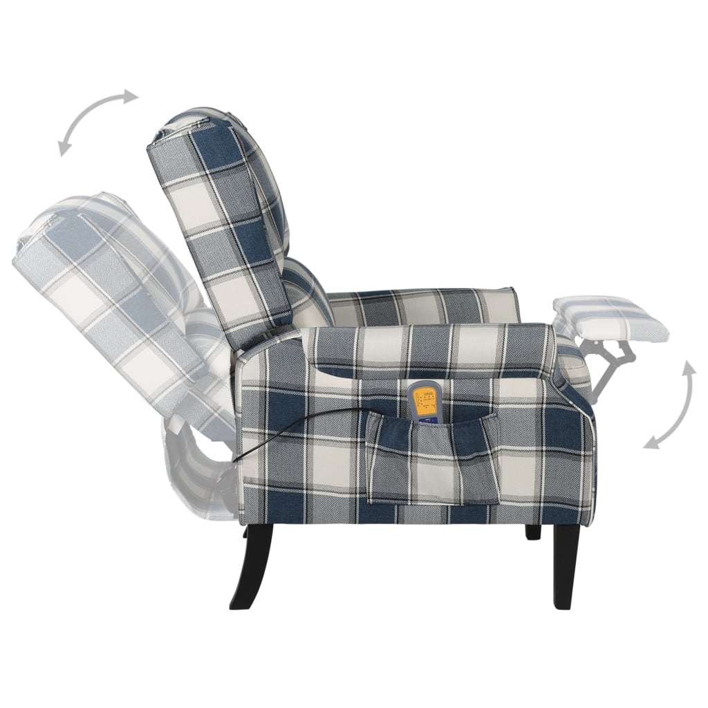 Masážní polohovací křeslo modré textil