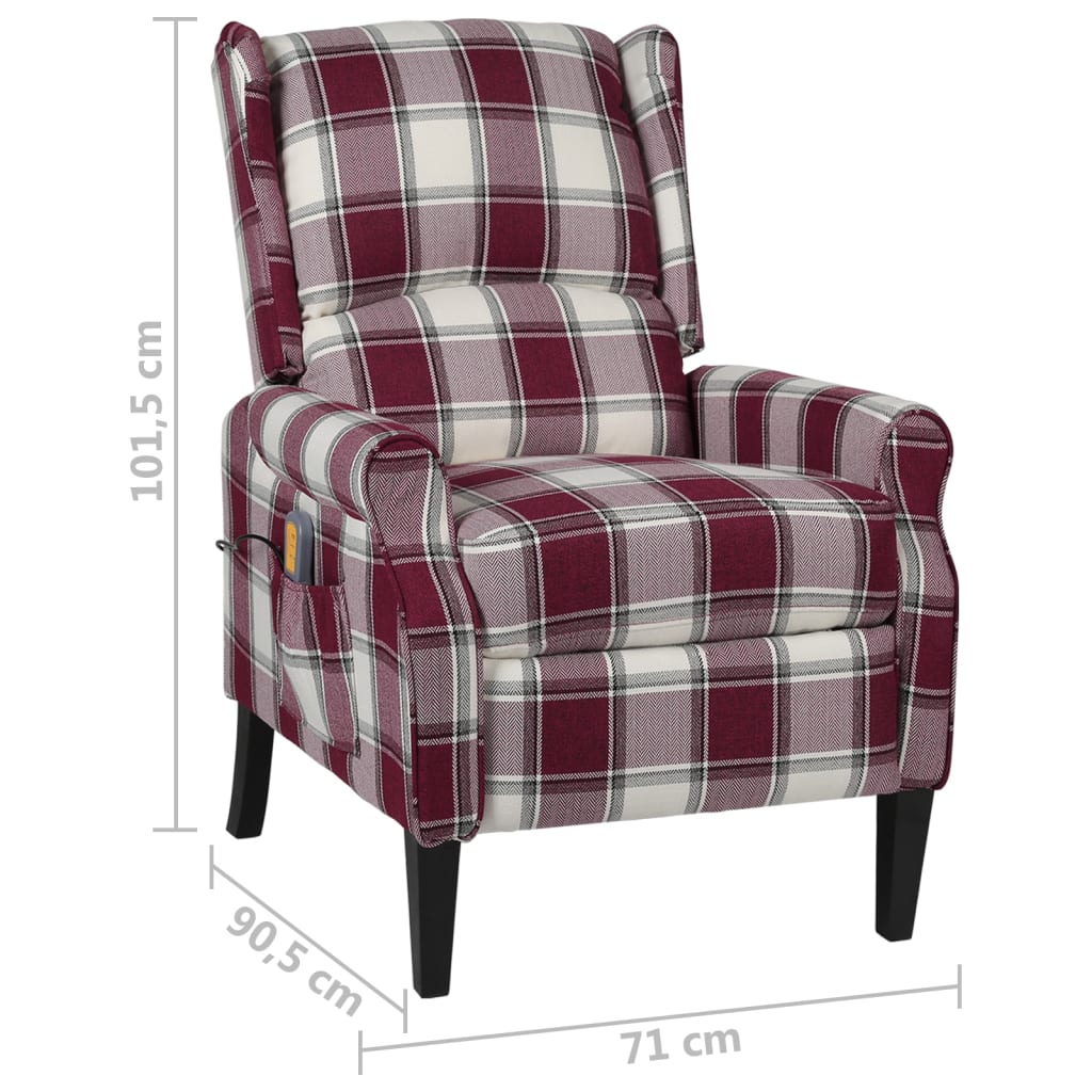 Masážní polohovací křeslo červené textil