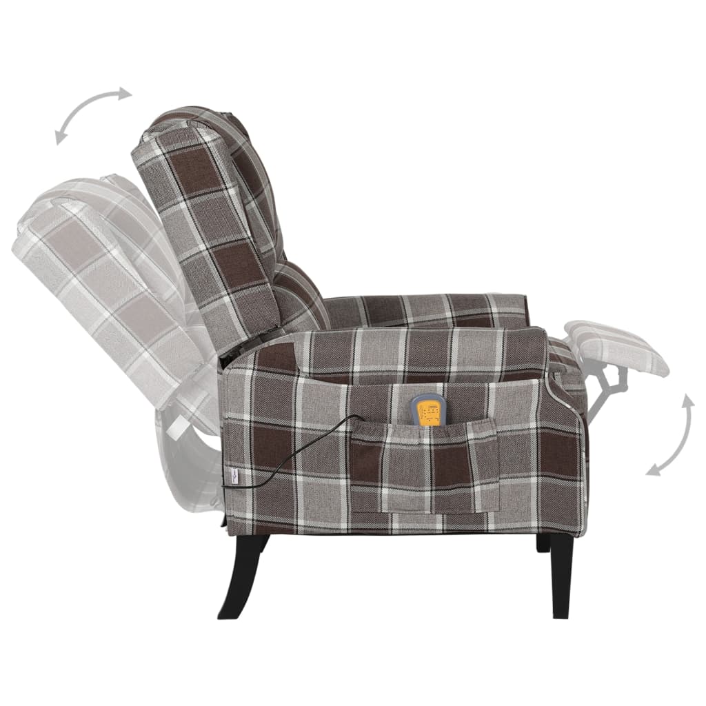 Masážní polohovací křeslo hnědé textil