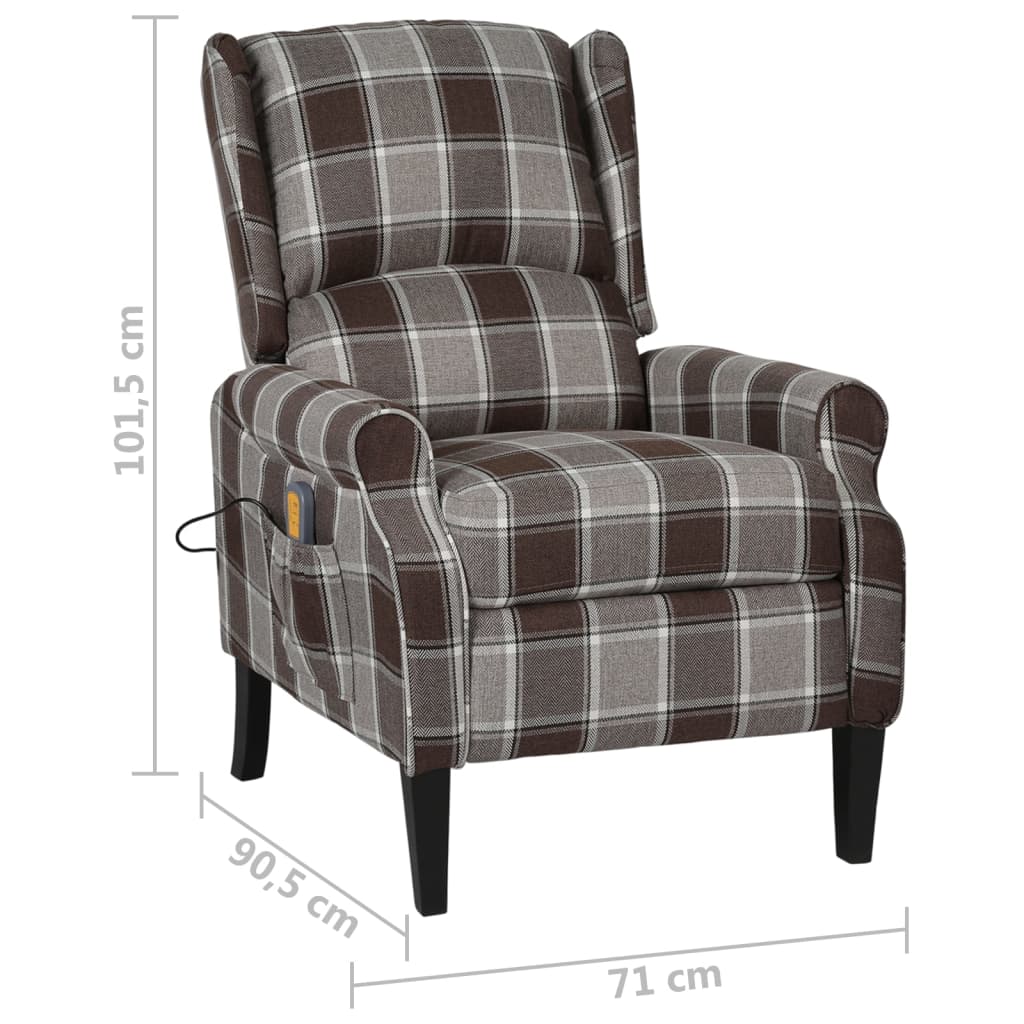 Masážní polohovací křeslo hnědé textil
