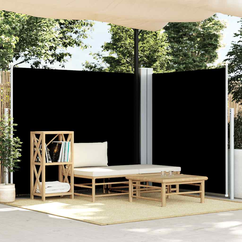 Zatahovací boční markýza černá 180 x 600 cm