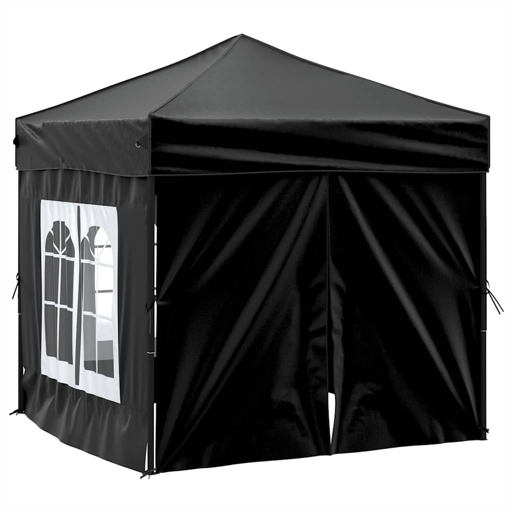 Skládací party stan s bočními stěnami černý 2 x 2 m