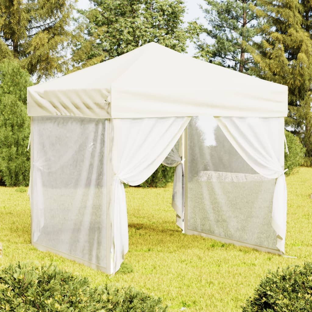 Skládací party stan s bočními stěnami krémový 2 x 2 m