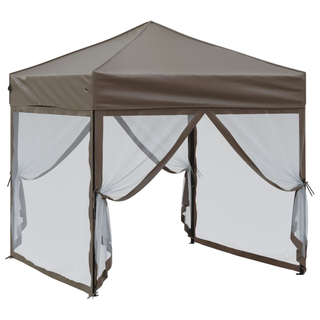Skládací party stan s bočními stěnami taupe 2 x 2 m