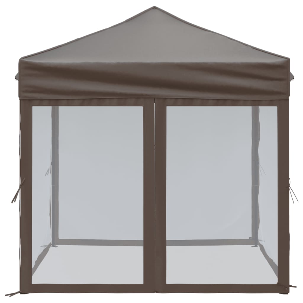 Skládací party stan s bočními stěnami taupe 2 x 2 m