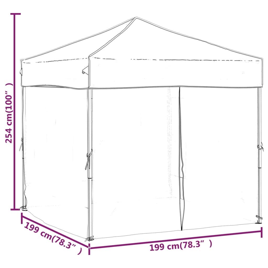 Skládací party stan s bočními stěnami taupe 2 x 2 m