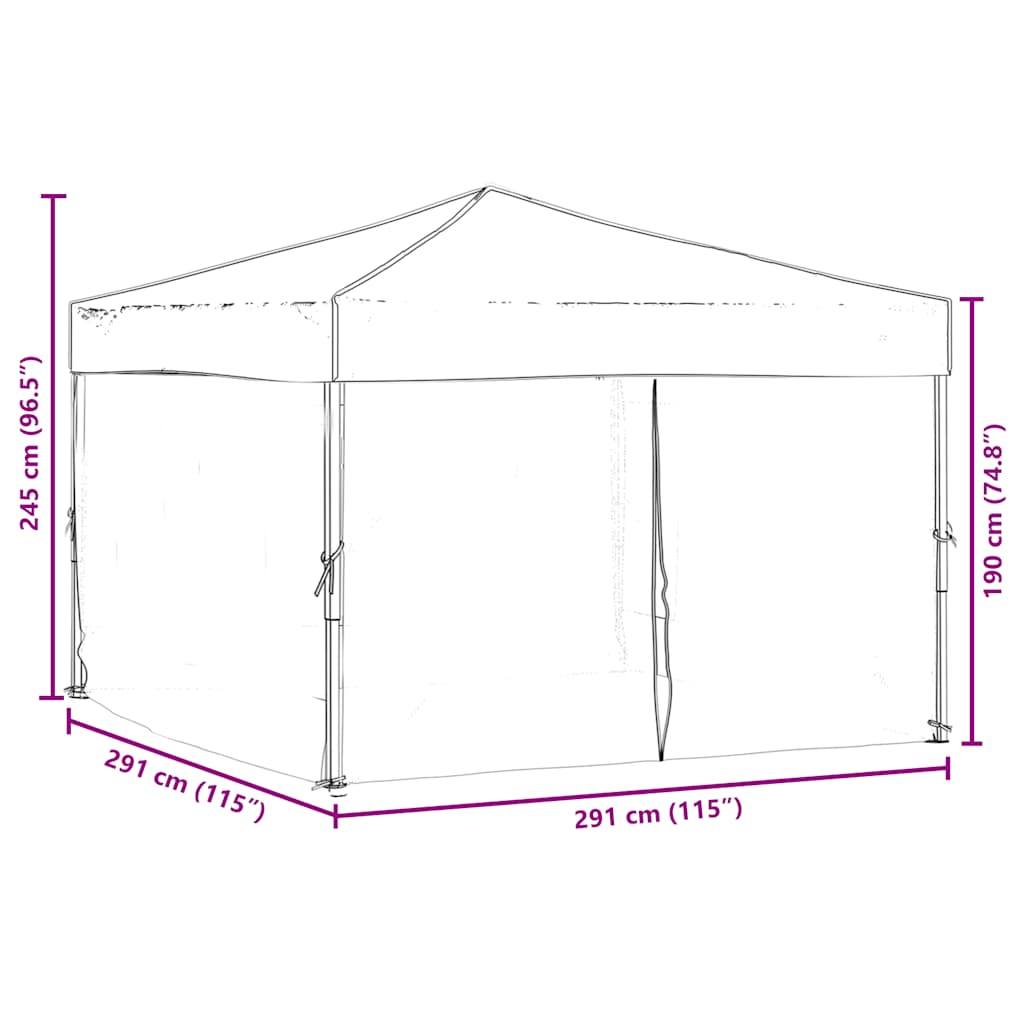Skládací party stan s bočními stěnami modrý 3 x 3 m