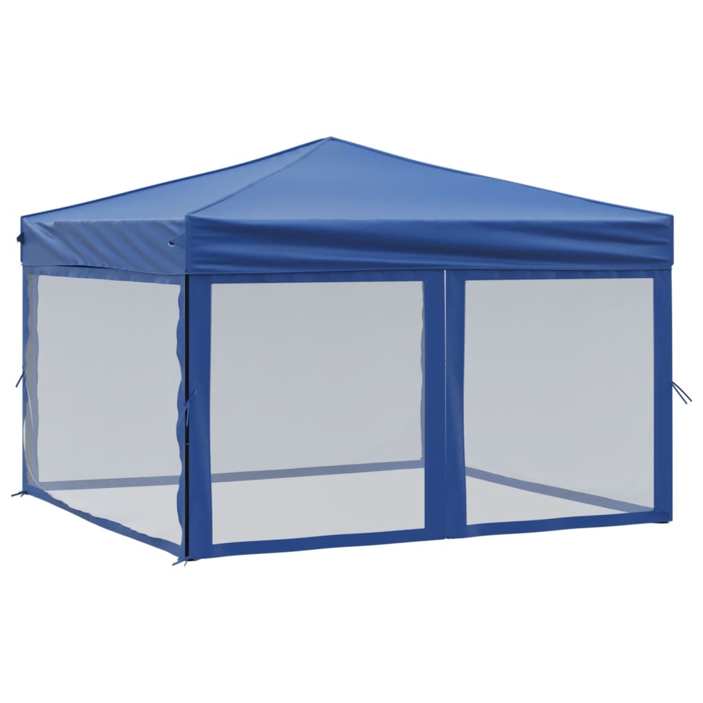 Skládací party stan s bočními stěnami modrý 3 x 3 m