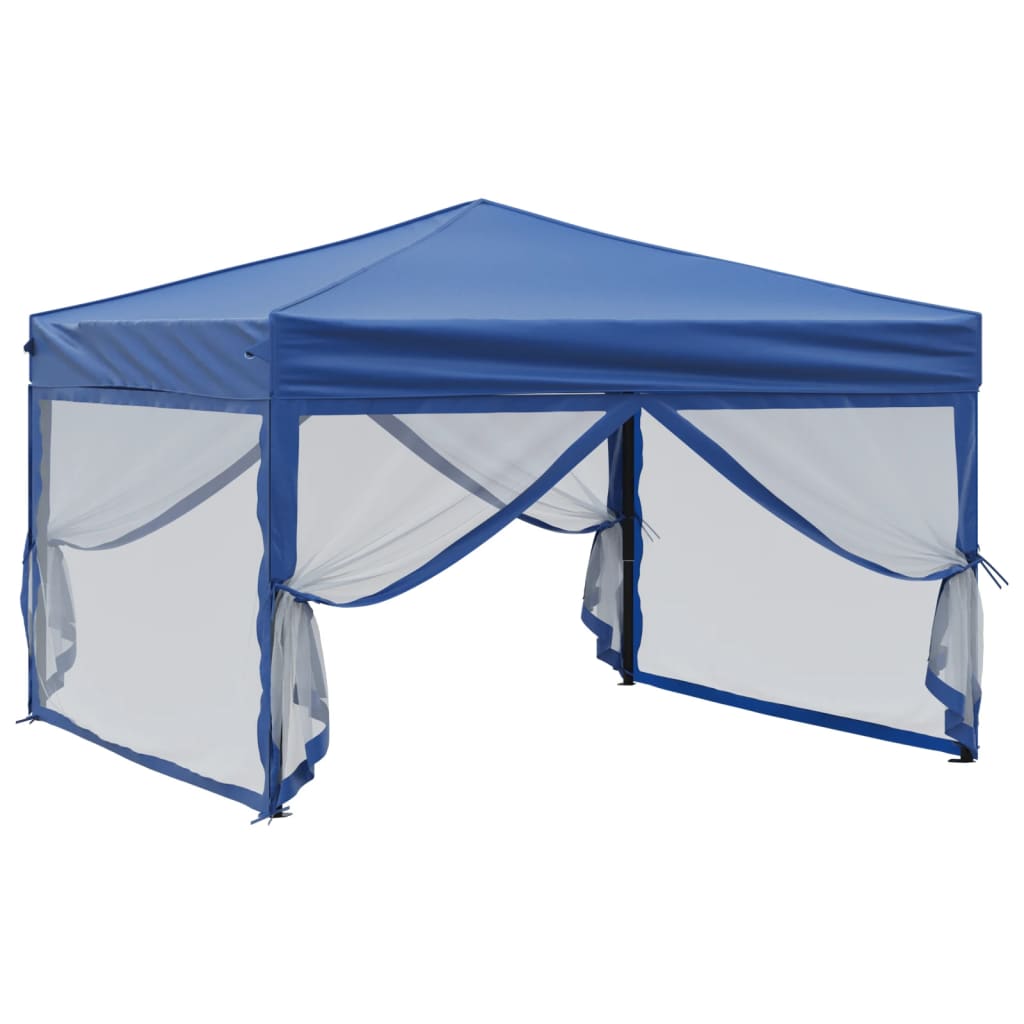 Skládací party stan s bočními stěnami modrý 3 x 3 m