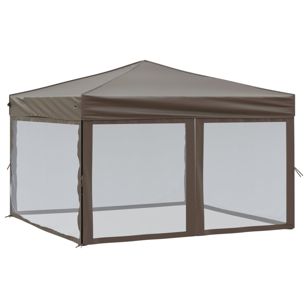 Skládací party stan s bočními stěnami taupe 3 x 3 m