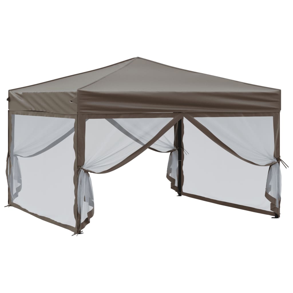Skládací party stan s bočními stěnami taupe 3 x 3 m