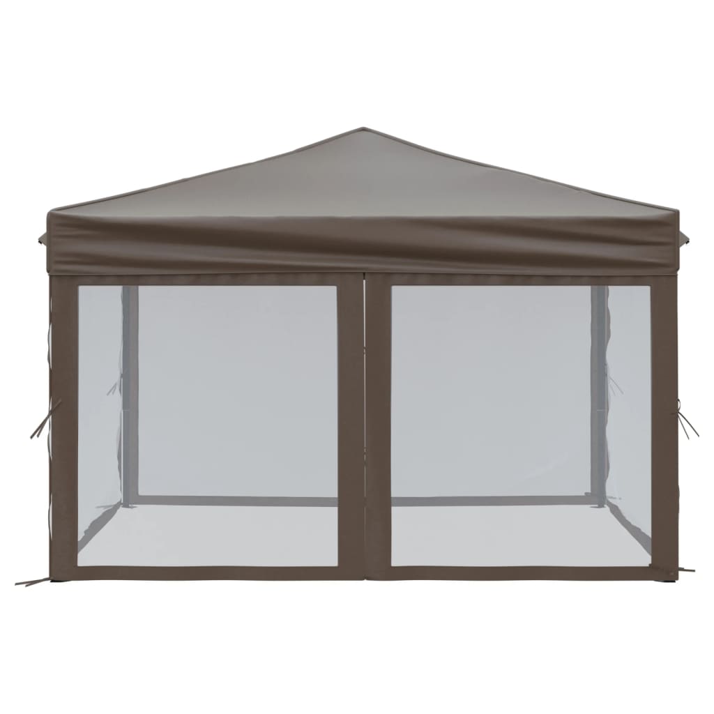 Skládací party stan s bočními stěnami taupe 3 x 3 m