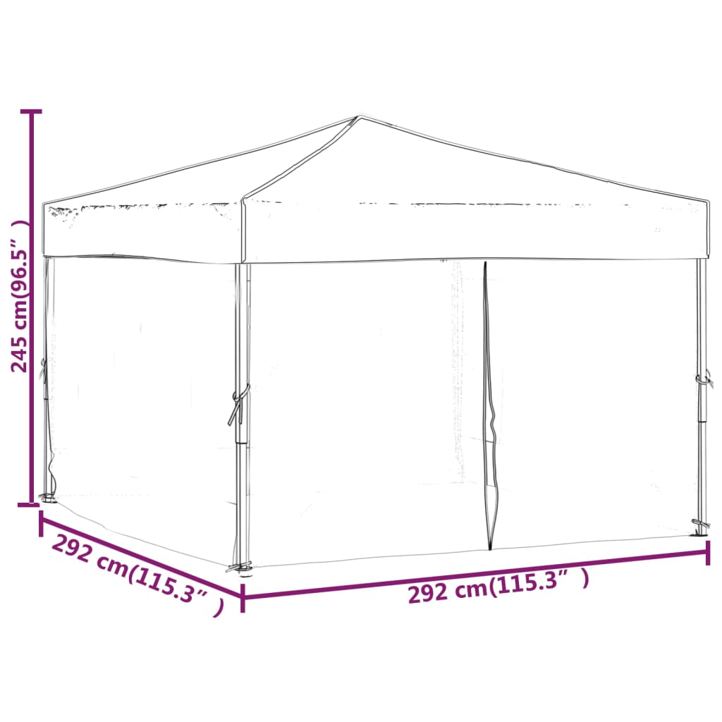 Skládací party stan s bočními stěnami taupe 3 x 3 m