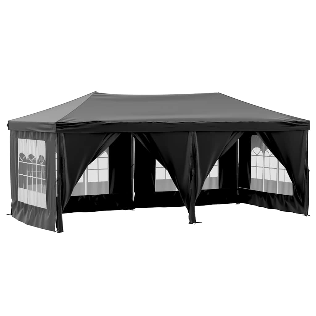 Skládací party stan s bočními stěnami černý 3 x 6 m