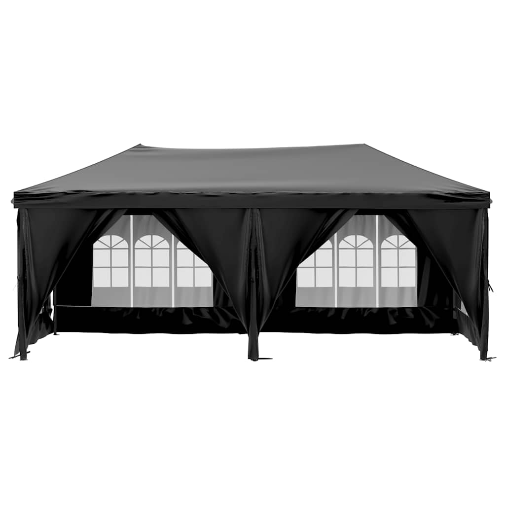 Skládací party stan s bočními stěnami černý 3 x 6 m