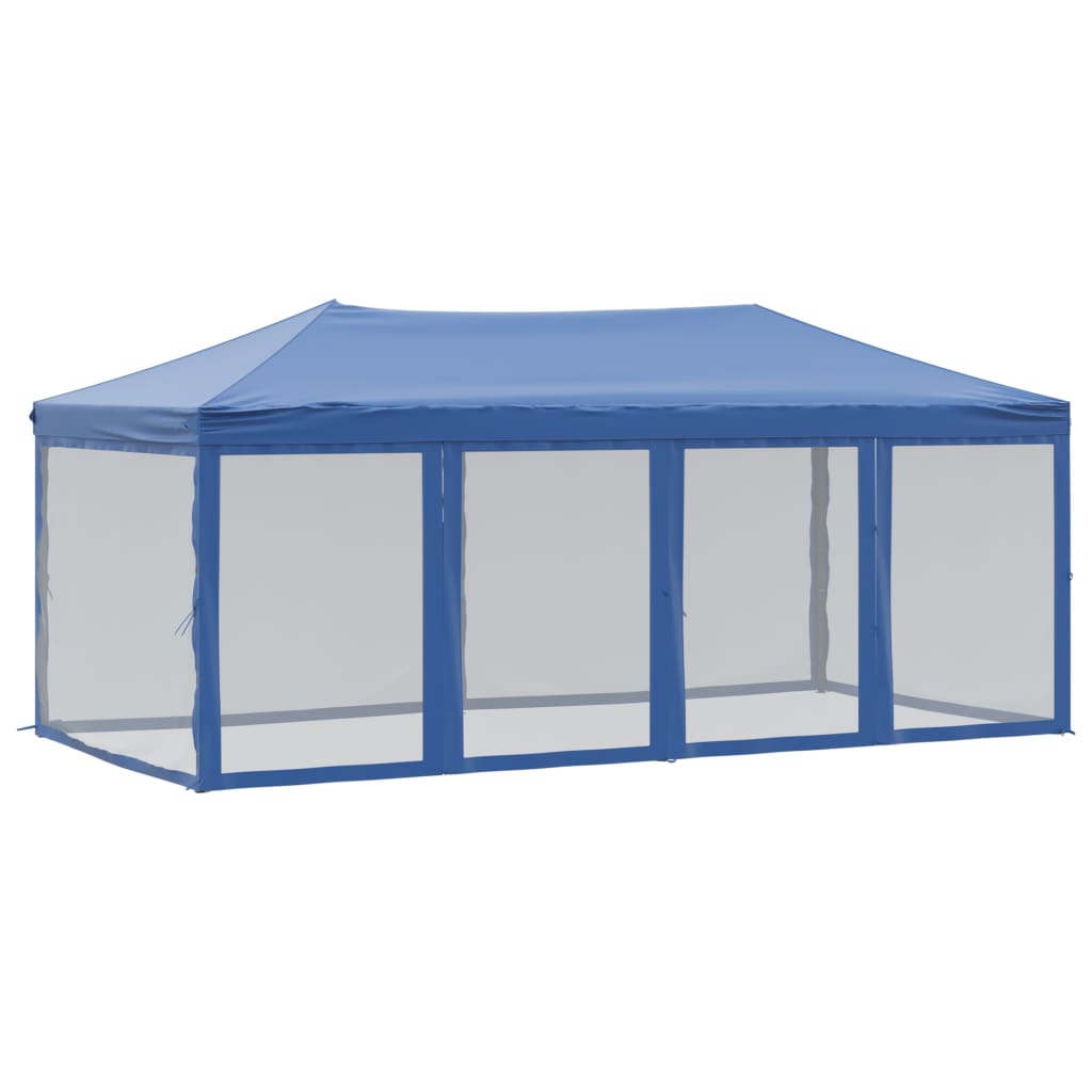 Skládací party stan s bočními stěnami modrý 3 x 6 m