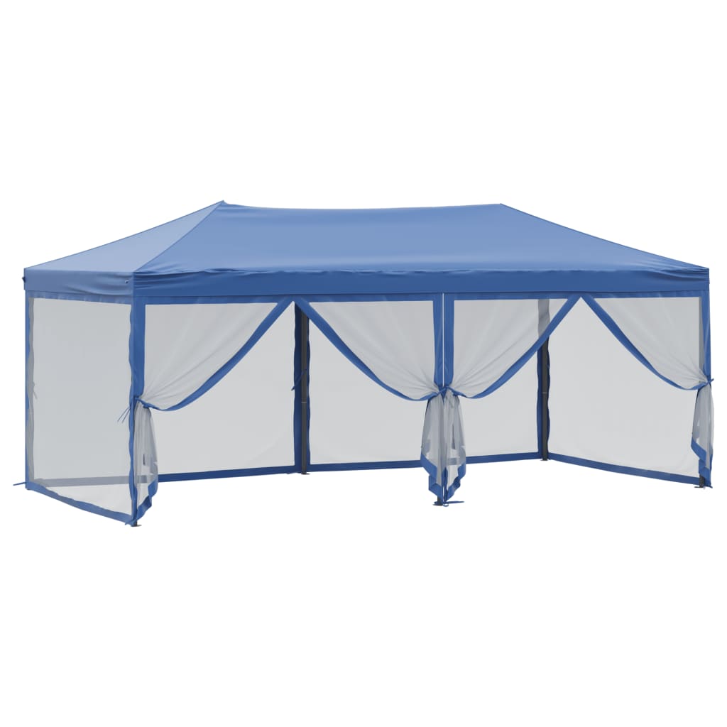 Skládací party stan s bočními stěnami modrý 3 x 6 m