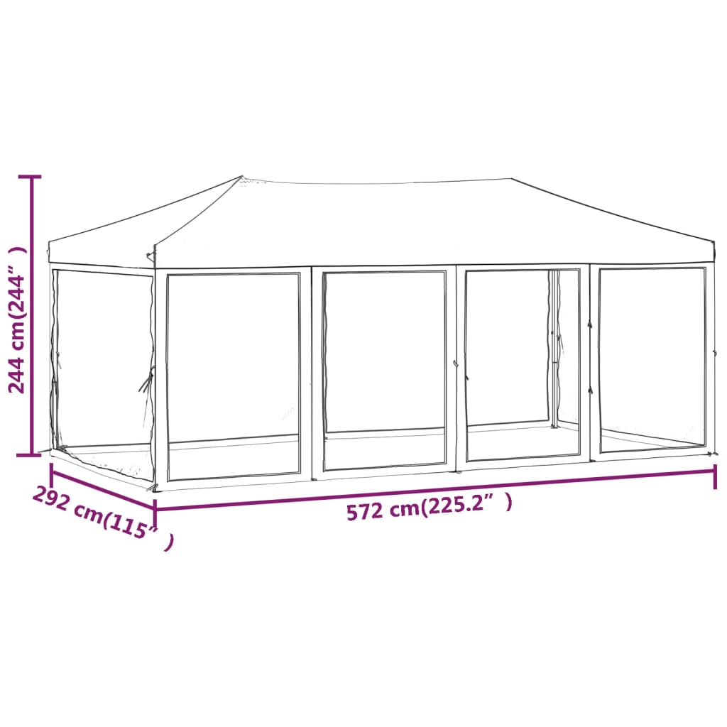 Skládací party stan s bočními stěnami modrý 3 x 6 m