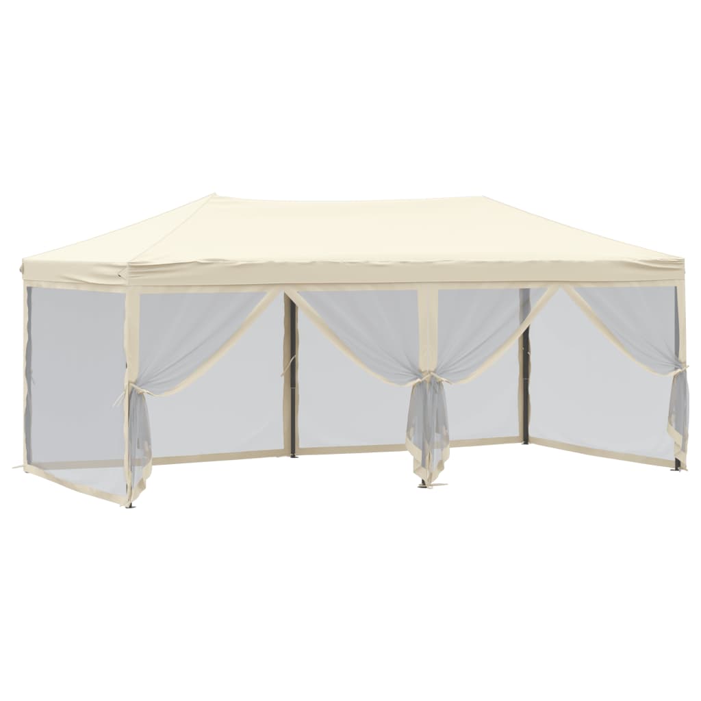 Skládací party stan s bočními stěnami krémový 3 x 6 m