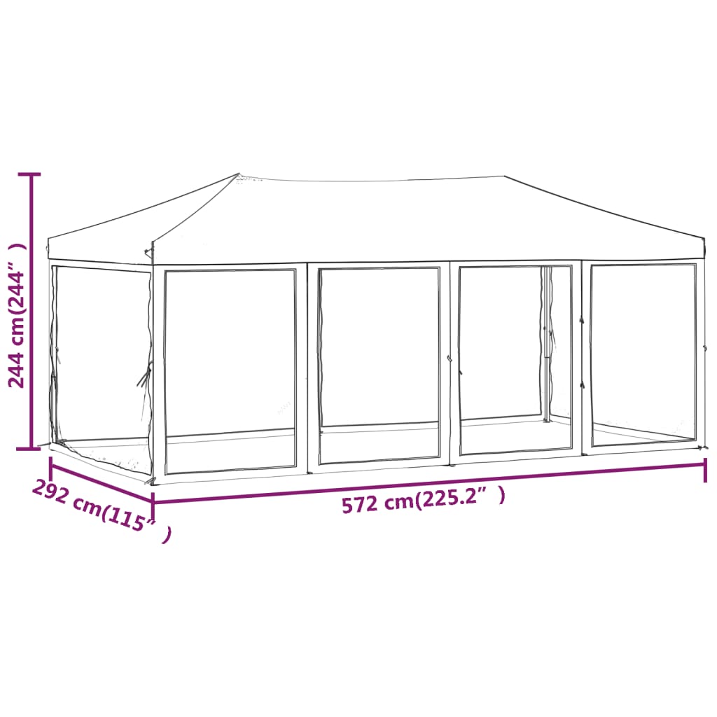 Skládací party stan s bočními stěnami krémový 3 x 6 m