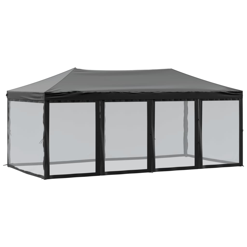 Skládací party stan s bočními stěnami černý 3 x 6 m