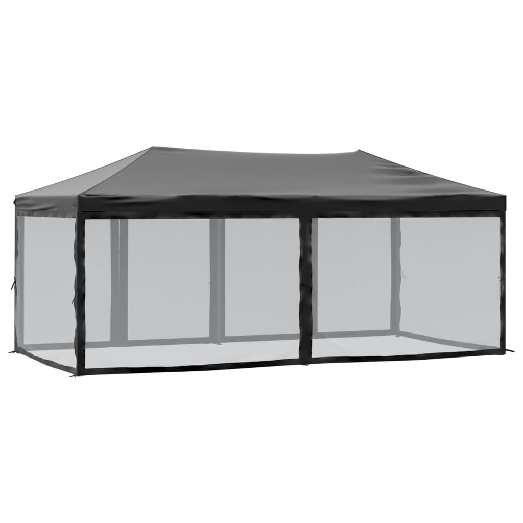 Skládací party stan s bočními stěnami černý 3 x 6 m