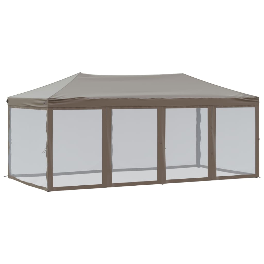 Skládací party stan s bočními stěnami taupe 3 x 6 m