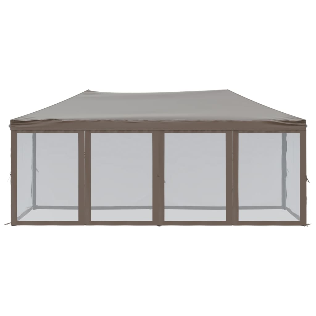 Skládací party stan s bočními stěnami taupe 3 x 6 m