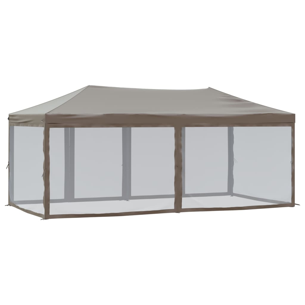 Skládací party stan s bočními stěnami taupe 3 x 6 m