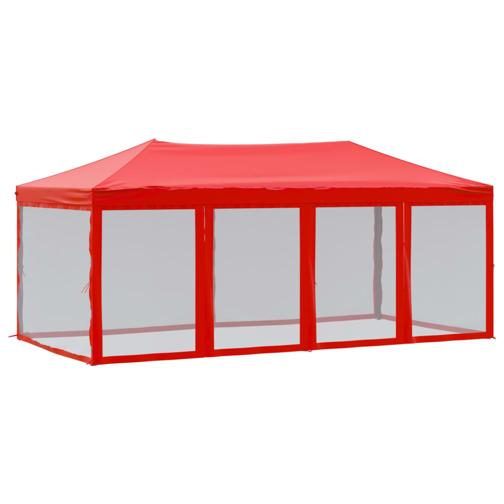 Skládací party stan s bočními stěnami červený 3 x 6 m