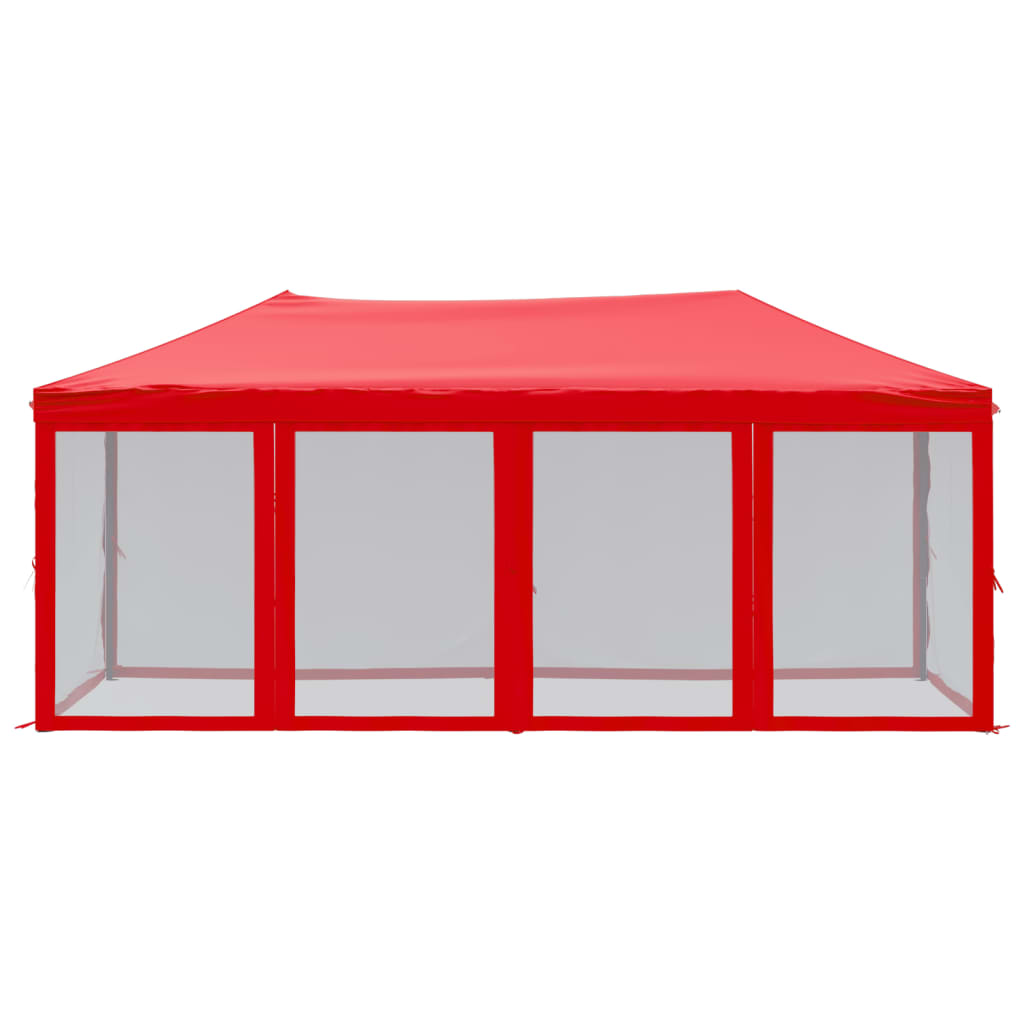 Skládací party stan s bočními stěnami červený 3 x 6 m