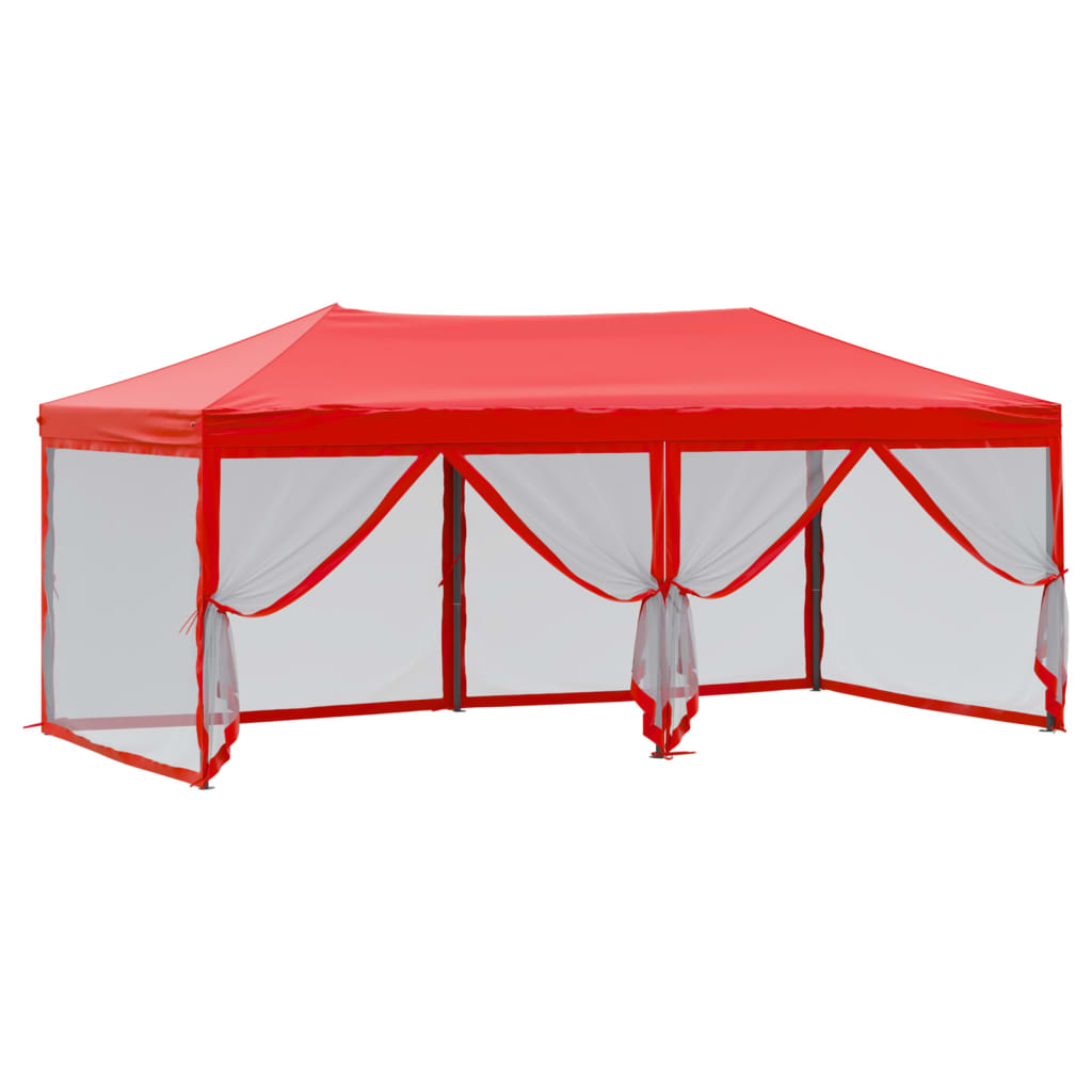 Skládací party stan s bočními stěnami červený 3 x 6 m