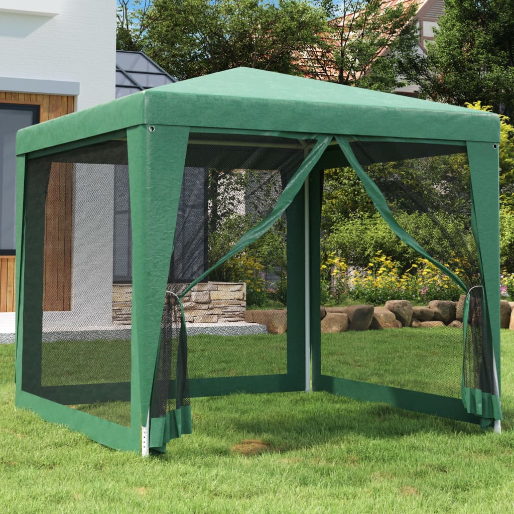 Party stan se 4 síťovanými bočnicemi zelený 2,5 x 2,5 m HDPE