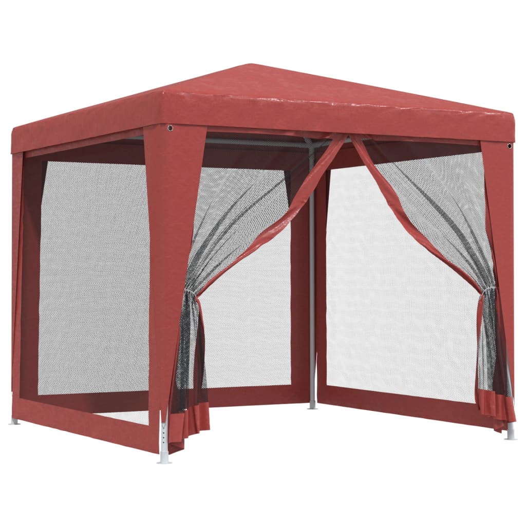 Party stan se 4 síťovanými bočnicemi červený 2,5 x 2,5 m HDPE