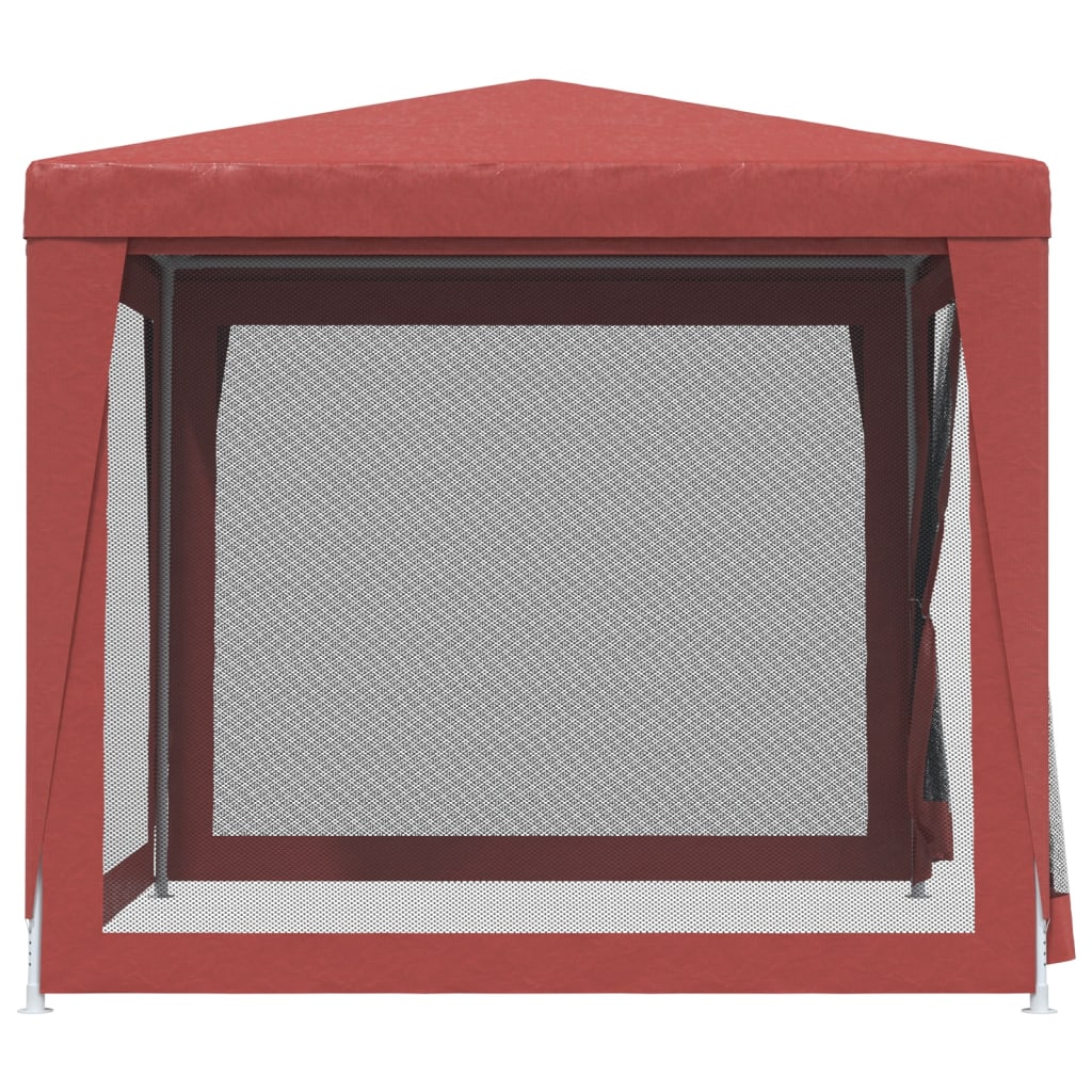 Party stan se 4 síťovanými bočnicemi červený 2,5 x 2,5 m HDPE