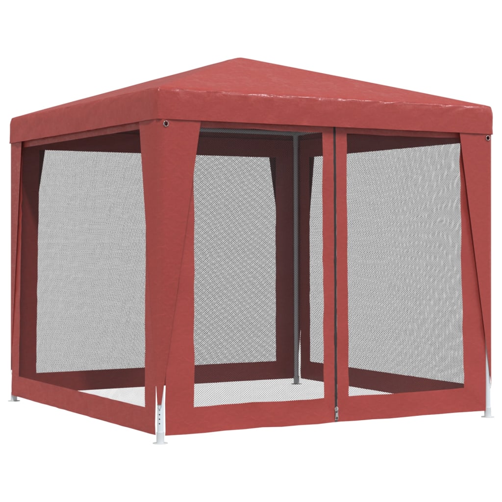 Party stan se 4 síťovanými bočnicemi červený 2,5 x 2,5 m HDPE