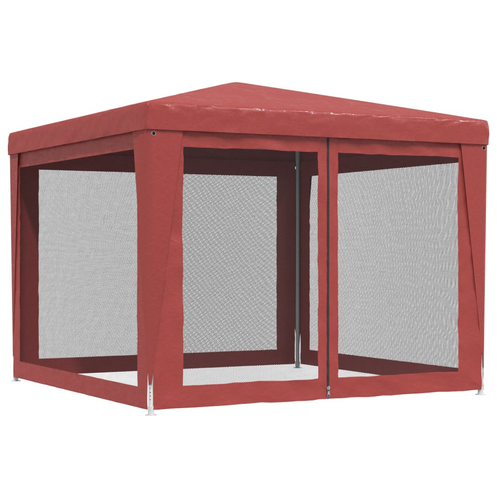 Party stan se 4 síťovanými bočnicemi červený 3 x 3 m HDPE