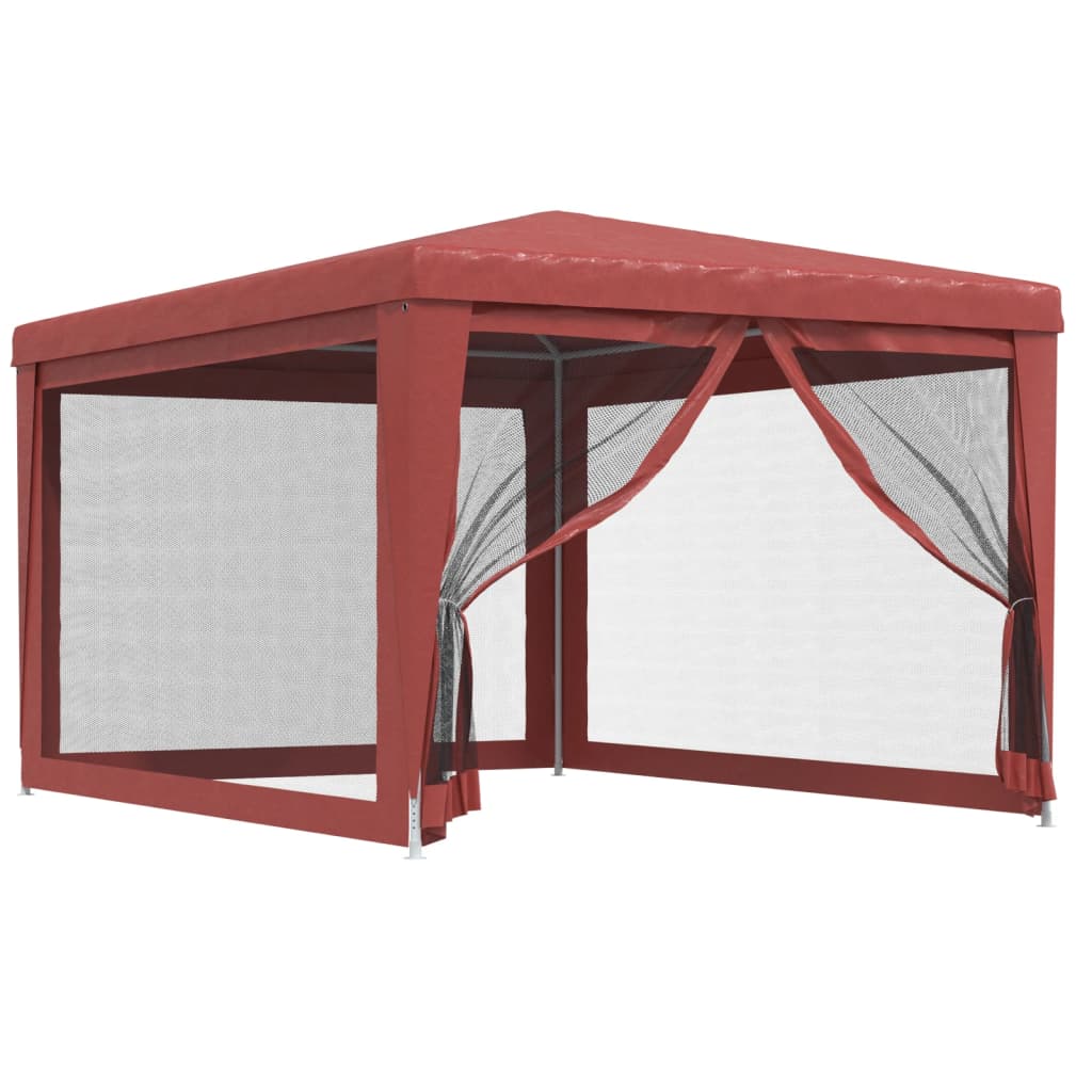 Party stan se 4 síťovanými bočnicemi červený 3 x 4 m HDPE