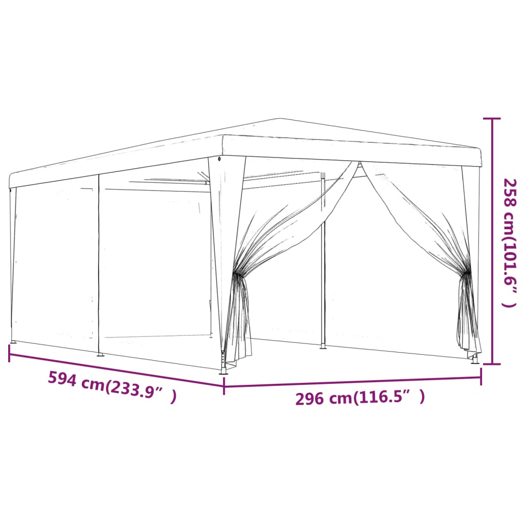 Party stan se 6 síťovanými bočnicemi zelený 3 x 6 m HDPE