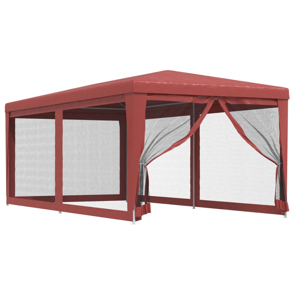 Party stan se 6 síťovanými bočnicemi červený 3 x 6 m HDPE